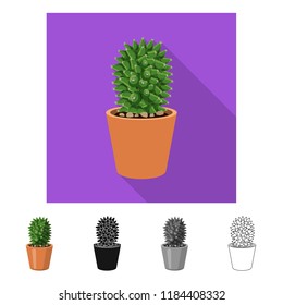 Vector illustration of cactus and pot symbol. Set of cactus and cacti vector icon for stock.