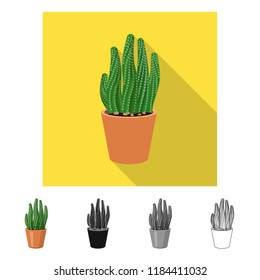 Vector illustration of cactus and pot symbol. Collection of cactus and cacti stock vector illustration.