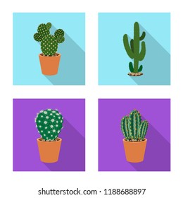 Vector illustration of cactus and pot symbol. Collection of cactus and cacti stock symbol for web.