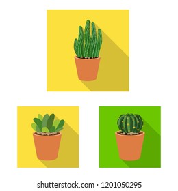 Vector illustration of cactus and pot symbol. Collection of cactus and cacti stock symbol for web.
