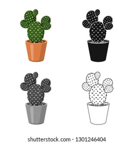 Vector illustration of cactus and pot symbol. Set of cactus and cacti vector icon for stock.