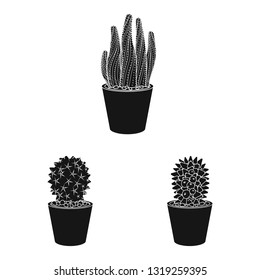 Vector illustration of cactus and pot symbol. Collection of cactus and cacti vector icon for stock.