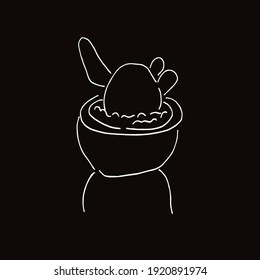 Vector Illustration of Cactus Succulent Plant in Black and White Background and Line Art Design