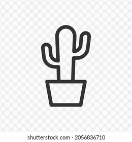 Vector illustration of cactus tree icon in dark color and transparent background(png).