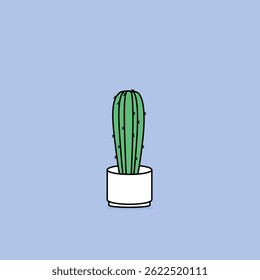 Vector illustration of cactus in the white pot 