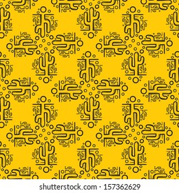 Vector illustration of cactuses seamless pattern