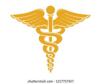 Vector illustration of caduceus medical symbol isolated on a white background.