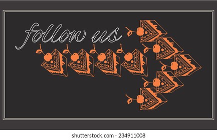 Vector illustration of a cafe direction sign
