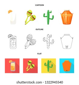 Vector illustration of cafe and Latin icon. Collection of cafe and national vector icon for stock.