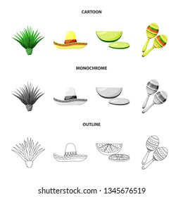 Vector illustration of cafe and Latin icon. Collection of cafe and national vector icon for stock.