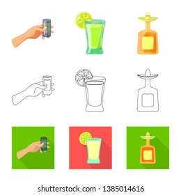 Vector illustration of cafe and Latin icon. Set of cafe and national stock symbol for web.