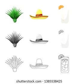 Vector illustration of cafe and Latin icon. Set of cafe and national stock vector illustration.