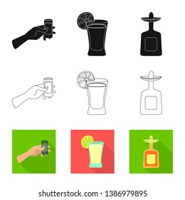 Vector illustration of cafe and Latin icon. Collection of cafe and national stock symbol for web.