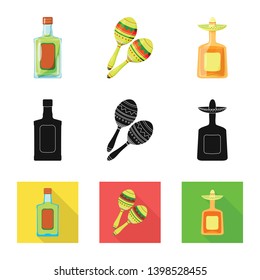 Vector illustration of cafe and Latin icon. Set of cafe and national stock symbol for web.