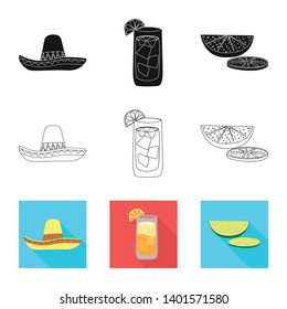 Vector illustration of cafe and Latin icon. Set of cafe and national vector icon for stock.