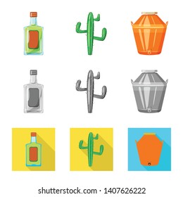 Vector illustration of cafe and Latin icon. Set of cafe and national stock symbol for web.