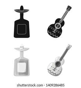 Vector illustration of cafe and Latin icon. Set of cafe and national stock vector illustration.