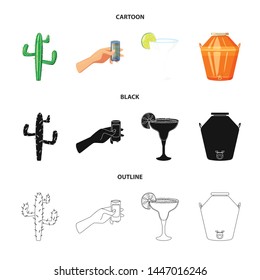 Vector illustration of cafe and Latin icon. Set of cafe and national stock vector illustration.