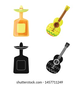 Vector illustration of cafe and Latin icon. Collection of cafe and national stock symbol for web.
