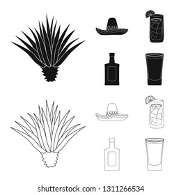 Vector illustration of cafe and Latin logo. Set of cafe and national stock vector illustration.