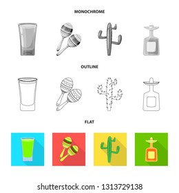 Vector illustration of cafe and Latin logo. Collection of cafe and national stock vector illustration.