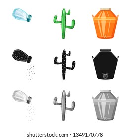 Vector illustration of cafe and Latin logo. Set of cafe and national stock symbol for web.