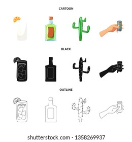 Vector illustration of cafe and Latin logo. Set of cafe and national vector icon for stock.