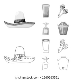 Vector illustration of cafe and Latin logo. Set of cafe and national stock symbol for web.