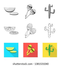 Vector illustration of cafe and Latin logo. Collection of cafe and national stock symbol for web.