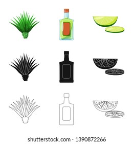 Vector illustration of cafe and Latin logo. Collection of cafe and national stock symbol for web.