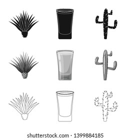 Vector illustration of cafe and Latin logo. Set of cafe and national stock symbol for web.