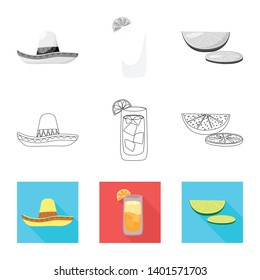 Vector illustration of cafe and Latin logo. Set of cafe and national vector icon for stock.