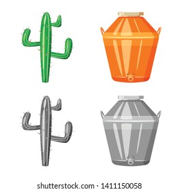 Vector illustration of cafe and Latin logo. Set of cafe and national stock symbol for web.