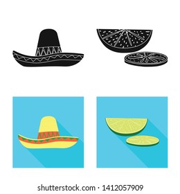 Vector illustration of cafe and Latin logo. Collection of cafe and national stock symbol for web.