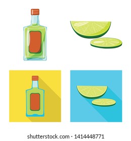 Vector illustration of cafe and Latin logo. Set of cafe and national stock symbol for web.