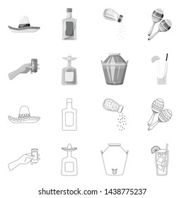 Vector illustration of cafe and Latin logo. Collection of cafe and national stock symbol for web.