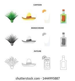 Vector illustration of cafe and Latin logo. Set of cafe and national stock vector illustration.
