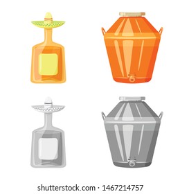 Vector illustration of cafe and Latin logo. Set of cafe and national stock symbol for web.