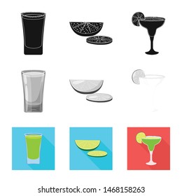Vector illustration of cafe and Latin logo. Collection of cafe and national stock symbol for web.