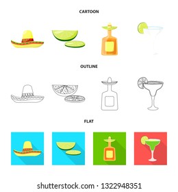 Vector illustration of cafe and Latin sign. Collection of cafe and national vector icon for stock.