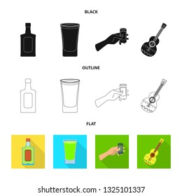 Vector illustration of cafe and Latin sign. Collection of cafe and national vector icon for stock.