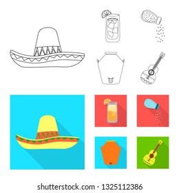 Vector illustration of cafe and Latin sign. Collection of cafe and national stock symbol for web.