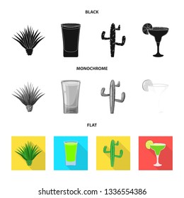 Vector illustration of cafe and Latin sign. Collection of cafe and national vector icon for stock.