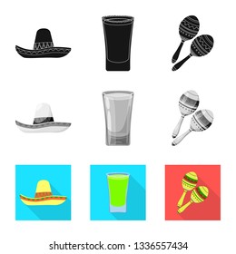 Vector illustration of cafe and Latin sign. Collection of cafe and national vector icon for stock.