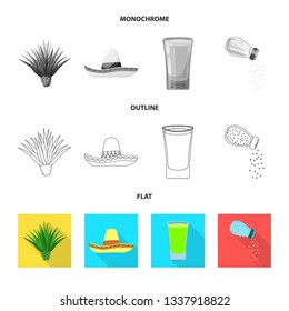 Vector illustration of cafe and Latin sign. Collection of cafe and national stock symbol for web.