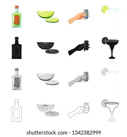 Vector illustration of cafe and Latin sign. Collection of cafe and national vector icon for stock.