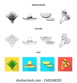 Vector illustration of cafe and Latin sign. Collection of cafe and national stock symbol for web.
