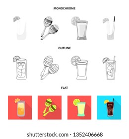 Vector illustration of cafe and Latin sign. Collection of cafe and national vector icon for stock.