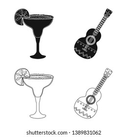 Vector illustration of cafe and Latin sign. Set of cafe and national vector icon for stock.