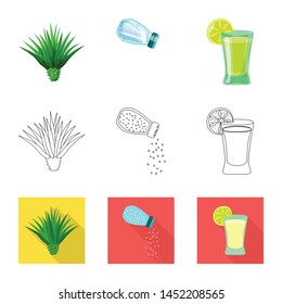 Vector illustration of cafe and Latin sign. Collection of cafe and national stock symbol for web.